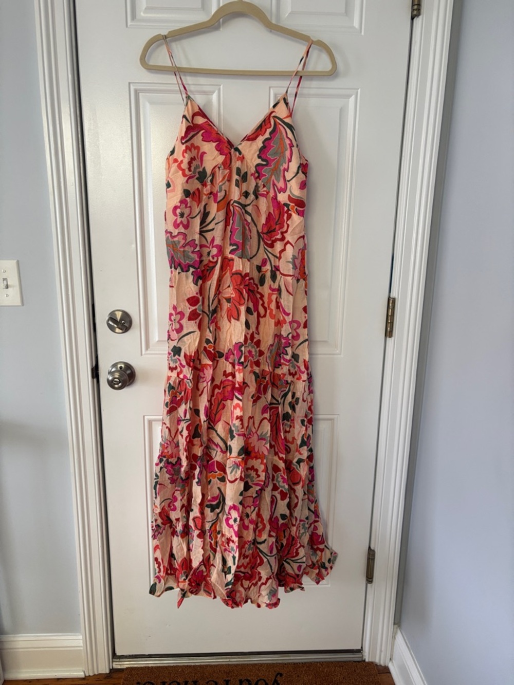 1. State Pink Floral Maxi Slip Dress with Spaghetti Straps